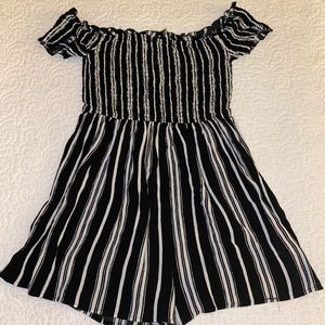 Stripped Off the Shoulder Romper